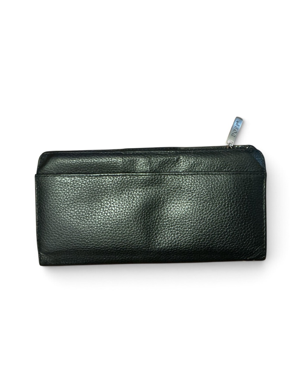 Dopp Black Pebbled Leather Zip Wallet for Men